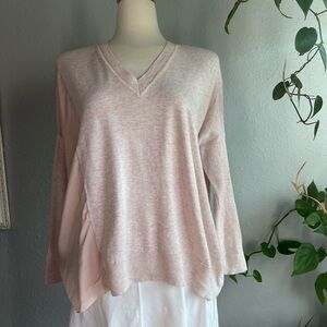 All Saints Soft Pink V-Neck Sweater Cozy Knit